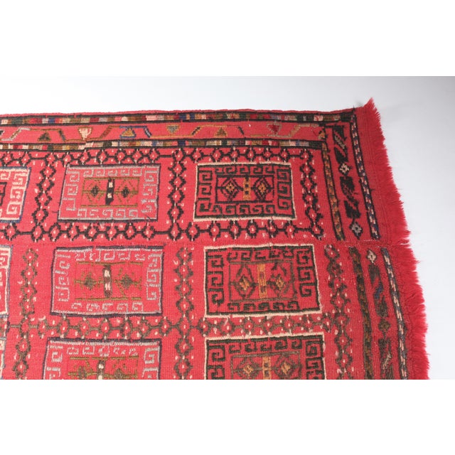 1940s Handwoven Vintage Caucasian Red Tone Floor Kilim Rug -9' 7'' X 4' 10'' For Sale - Image 4 of 14