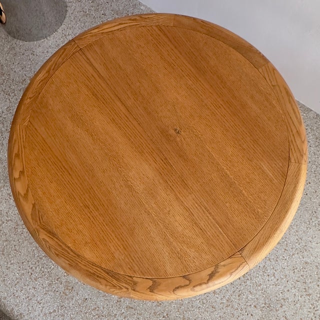 Wood Round Mid-Century Danish Style Warm Wood Dining Table For Sale - Image 7 of 14