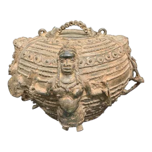 Mid 20th Century African Art Benin Bronze Medicine Container