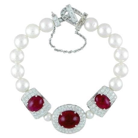 GIA Certified Burma No Heat Natural Spinel & Diamond & Pearl Bracelet, 18KWG For Sale - Image 15 of 18