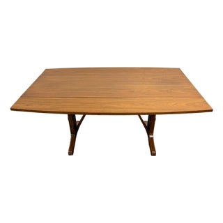 Vintage Mid Century Modern Walnut Convertible Dining and Coffee Trestle Table For Sale
