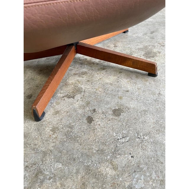 Madsen & Schubell Ms68 Leather Danish Mid Century Swivel Recliner Chair and Ottoman For Sale - Image 10 of 12