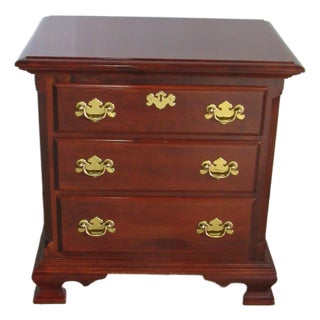 1980s Colonial Cherry Nightstand Table Designer For Sale