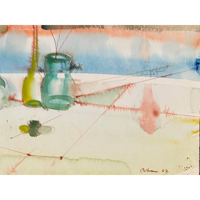 MCM painting on paper by artist Robert Colborne (1931-2002) of New York. Signed land dated ower right, estate stamp on the...