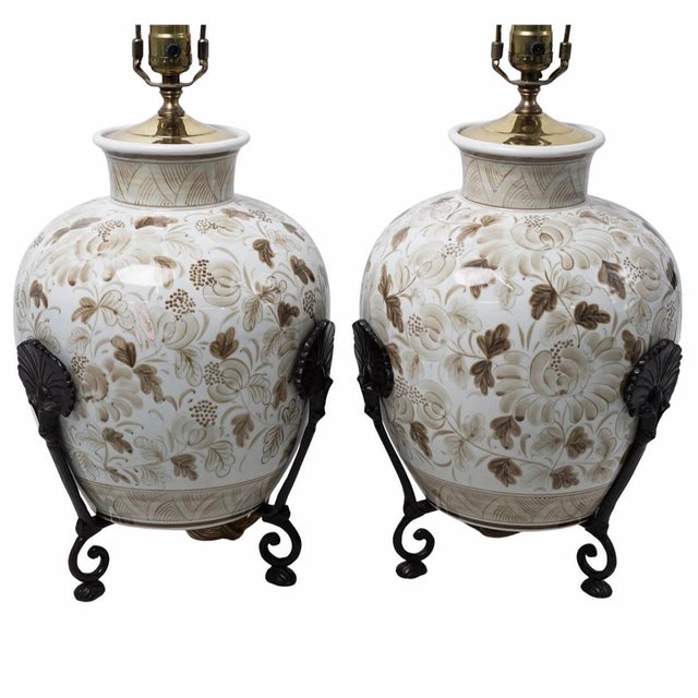 Maitland-Smith Porcelain Chinoiserie Ginger Jars Table Lamps - A Pair For Sale - Image 10 of 12