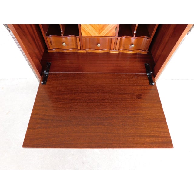 Antique French Louis XV Marquetry Secretary Desk For Sale - Image 9 of 18