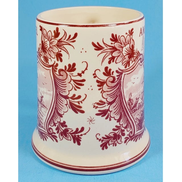 Vintage Delft Red Floral Handwork Holland Mug For Sale In Phoenix - Image 6 of 7
