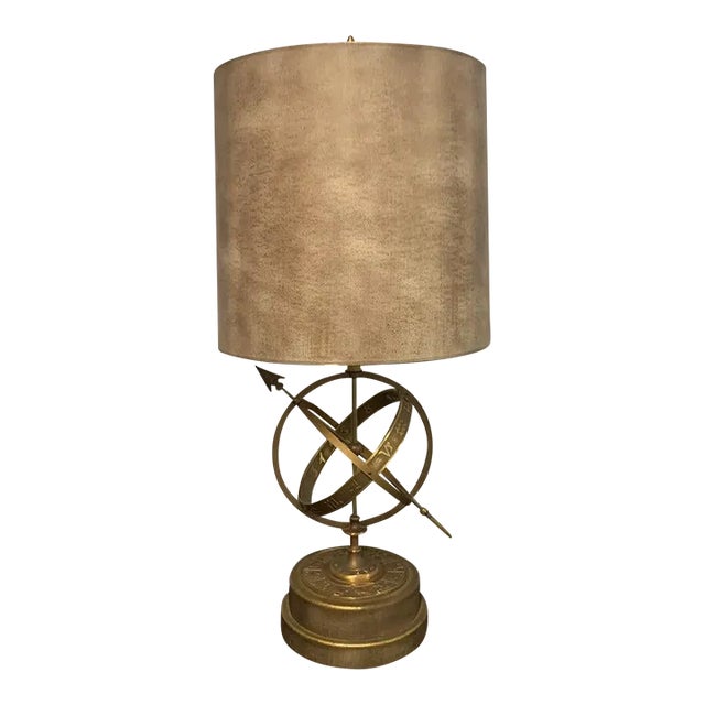 Mid 20th Century Bronze Astrological Armillary Table Lamp by Frederick Cooper Lamp Co. For Sale