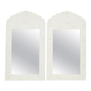 Pair of Syrian Moorish Style Bone Inlay Mosaic Wall Mirrors For Sale