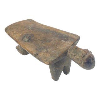 Early 20th Century Lobi Stool With Face Burkina Faso For Sale