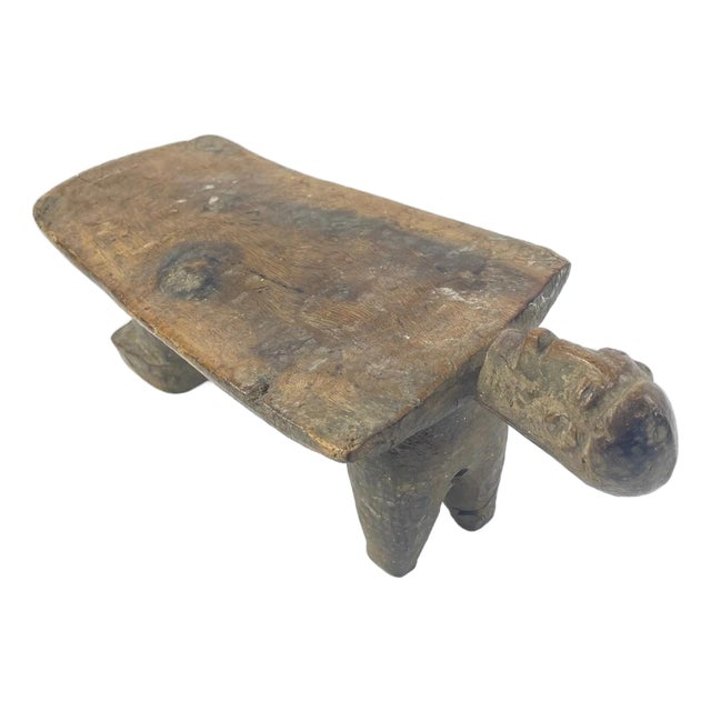 Early 20th Century Lobi Stool With Face Burkina Faso For Sale