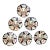Set of Six Antique Gaudy Welsh Hand-Painted Saucers, Chinoiserie Landscape, English Pottery, C. 1820–1860 For Sale