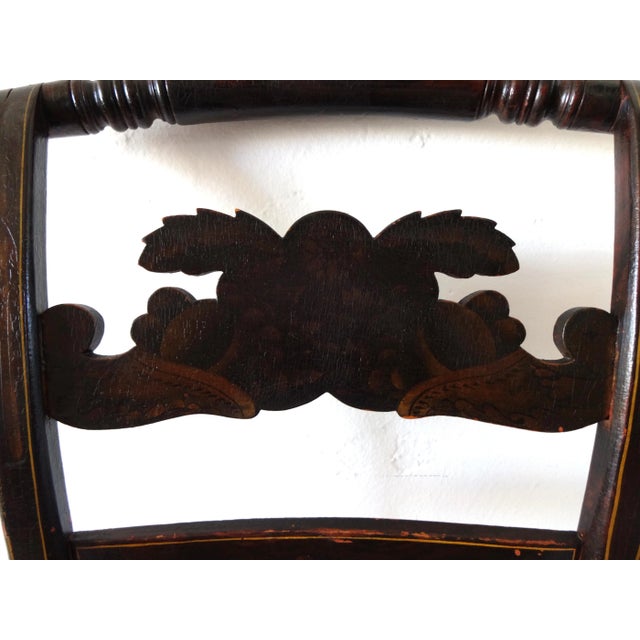 Early 19th Century Early 19th Century Early Hitchcock Cornucopia Rush-Seat Chair For Sale - Image 5 of 12