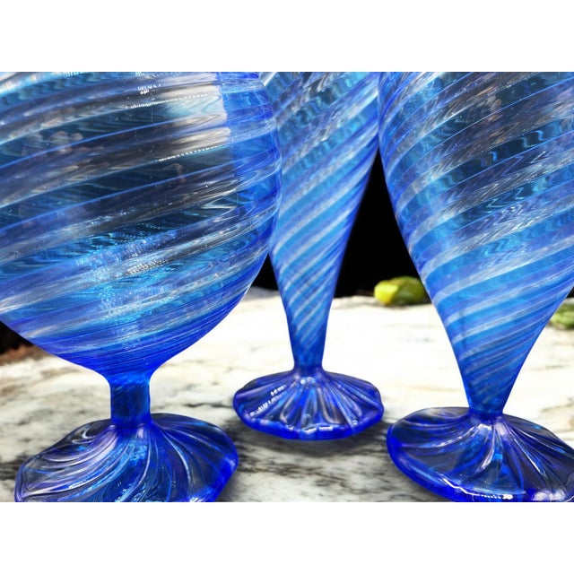Blue Murano Glass Vases attributed to Novecento Venziano, 1970s, Set of 3 For Sale - Image 18 of 18