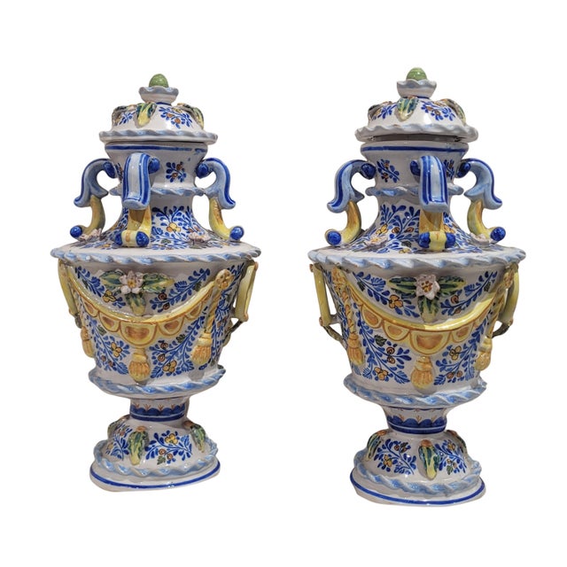 Hand-Painted Earthenware Tibore Vases by José Gimeno Martínez, Manises, Valencia, Spain, 1970s, Set of 2 For Sale - Image 13 of 13