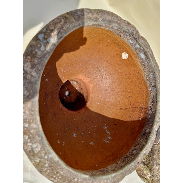 Pair Terracotta Garden Urns, Lobed Campana Form, Weathered Finish For Sale - Image 15 of 17