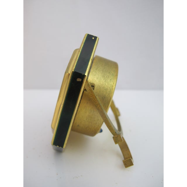 Cartier Paris Gold Plated Green Enamel Octagonal Travel Alarm Desk Clock For Sale - Image 10 of 14