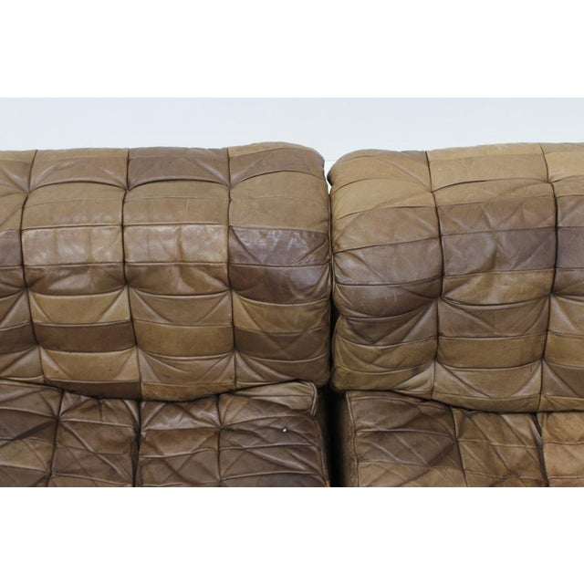 Vintage DS 11 Modular Sofa in Brown Patchwork Leather from de Sede, 1970s, Set of 6 For Sale - Image 3 of 10