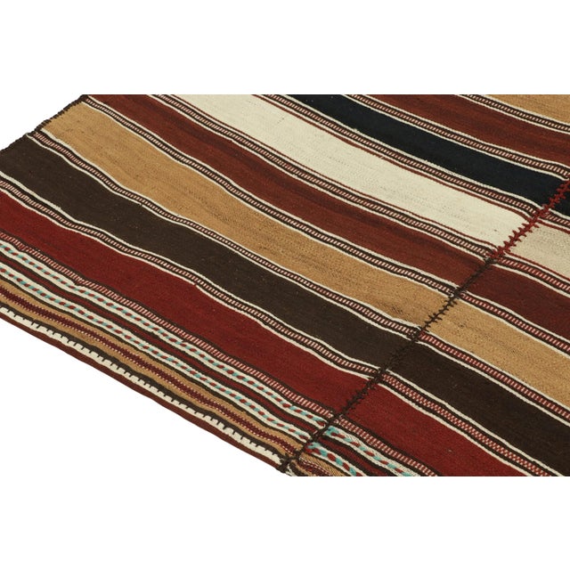 1940s Vintage Mazandaran Persian Kilim in Rich Stripe Patterns by Rug & Kilim For Sale - Image 5 of 8