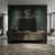 Brown Solid Wood Flower Carving 5 Drawers Blue Marks Low Tv Stand Cabinet For Sale - Image 4 of 9