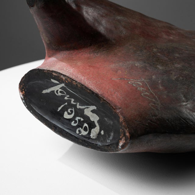 Vintage Oblong Ceramic Vase by Marcello Fantoni, 1958 For Sale - Image 3 of 4