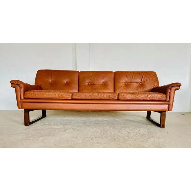 Mid-Century Danish Cognac 3-Seater Sofa by Svend Skipper, 1970s For Sale - Image 18 of 18