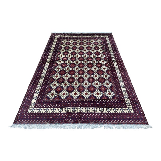 Fine Quality Crimson Khal Mohammadi Hand-Knotted Wool Rug - 6'5" X 9'6" For Sale