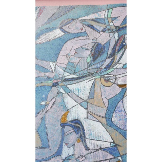 Art Deco Yamin Young, Serigraph Signed & Numbered "Sirens Song" 93/275 Framed 1980s For Sale - Image 3 of 13