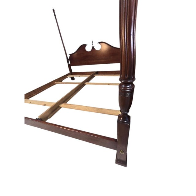 Vintage Chippendale Style King Four Poster Bed in Mahogany Finish For Sale - Image 6 of 10