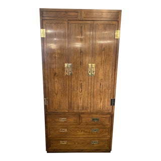 Mid 20th Campaign Henredon Armoire For Sale