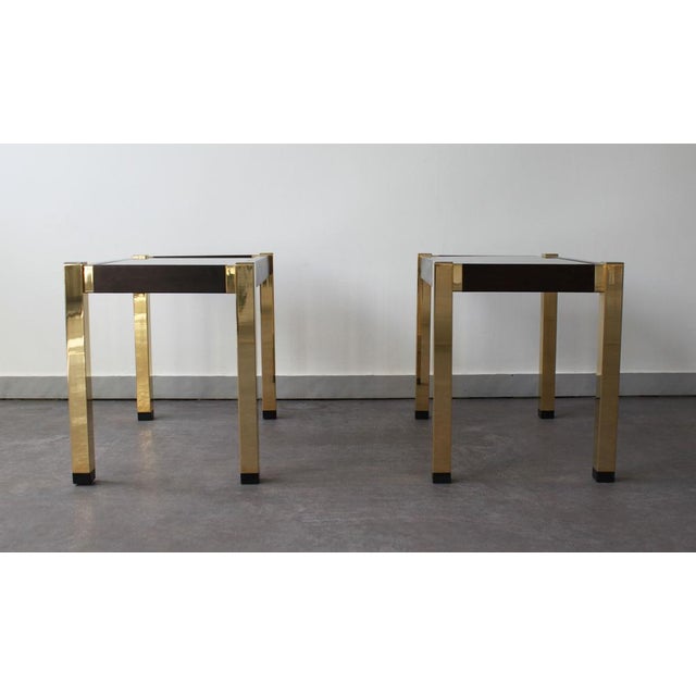 Black Hollywood Regency Style Brass Side Tables, 1970s, Set of 2 For Sale - Image 8 of 10