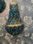 A stunning pair of vintage glass beaded sconces in turquoise and black. Top portion has a slight grape motif in round...