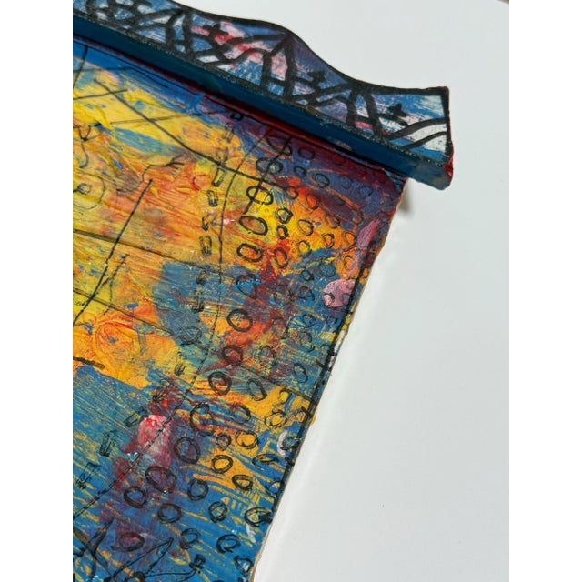 Romson Bustillo 1995 Mixed Media on Wood Sculptural Painting For Sale - Image 4 of 8