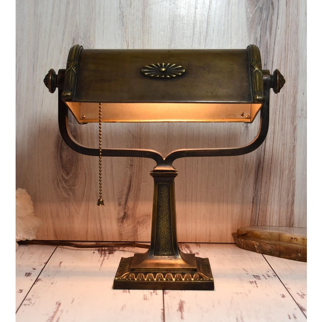 Vintage Art Deco Bronze Desk Library Lamp For Sale - Image 10 of 18