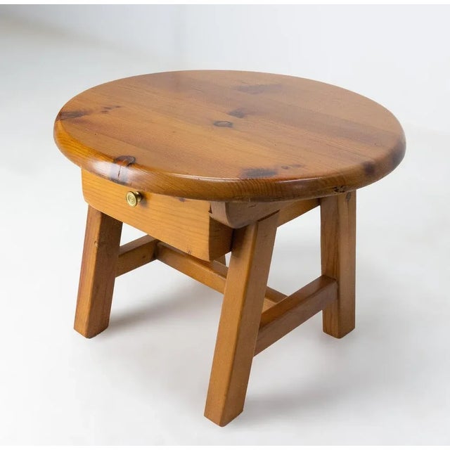 Massive pine coffee table with a little drawer Can be used as a nightstand table Made circa 1970 Good condition. Wear...