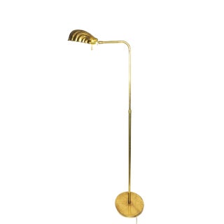 Vintage Mid Century Brass Clam Shell Adjustable Floor Lamp For Sale