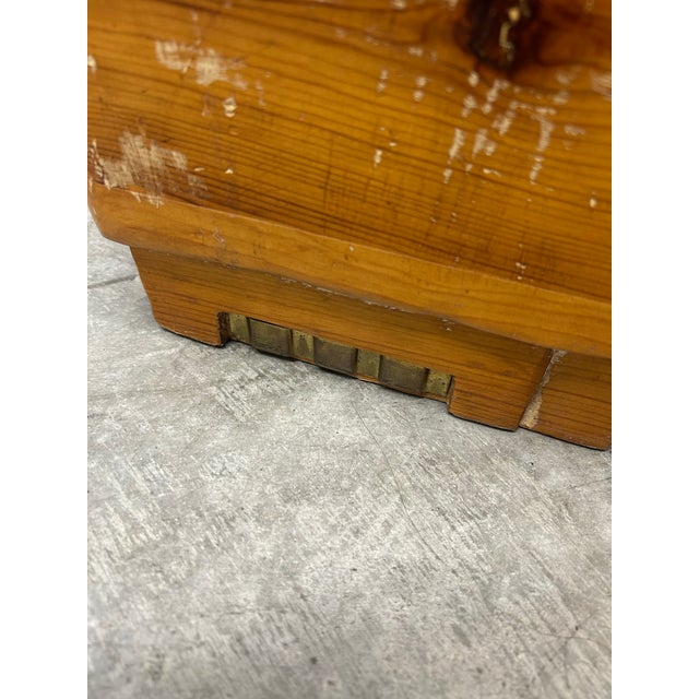 Late 20th Century Vintage Boho Wood and Brass Carved Elephant For Sale - Image 5 of 8