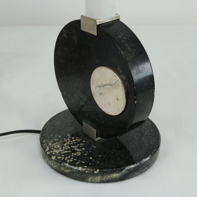 1970s Black Marble and Silver Table Lamp, 1970s For Sale - Image 5 of 7