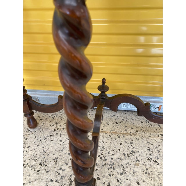Edwardian Era French Demi-Lune Hall Table With Barley Twist Legs For Sale - Image 4 of 6