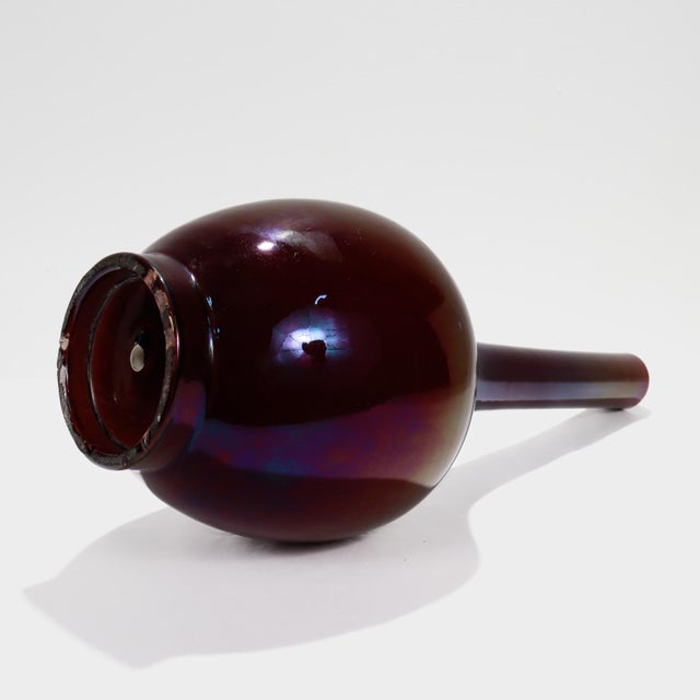 Ceramic Antique Chinese Porcelain Mallet Form Vase in Aubergine or Eggplant For Sale - Image 7 of 13