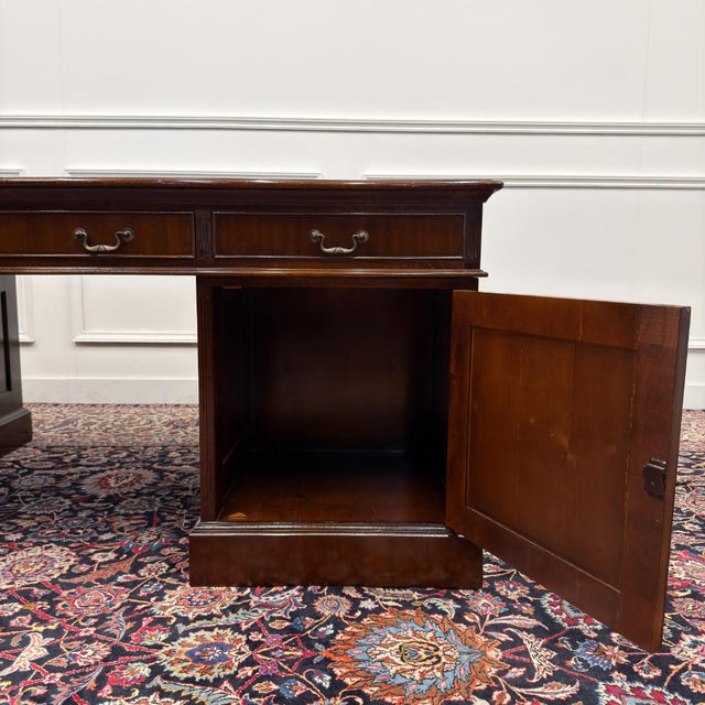 Large English Classic Partner Desk For Sale - Image 15 of 18