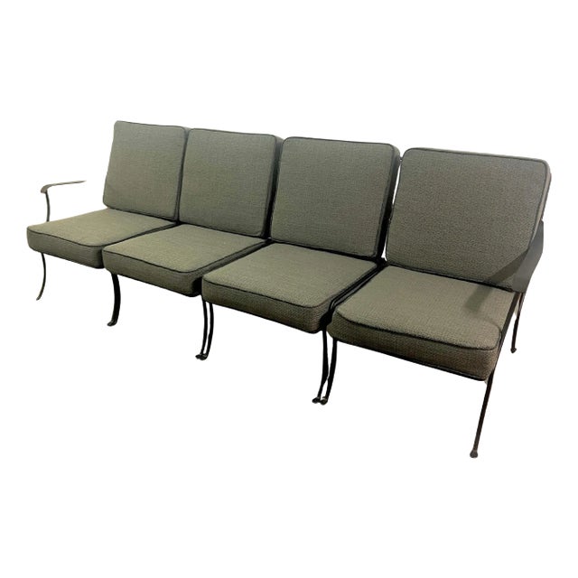 Wrought Iron Sofa with Four Moveable Lounges in the Style of Italian Salterini For Sale