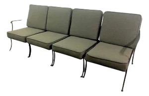 Wrought Iron Sofa with Four Moveable Lounges in the Style of Italian Salterini