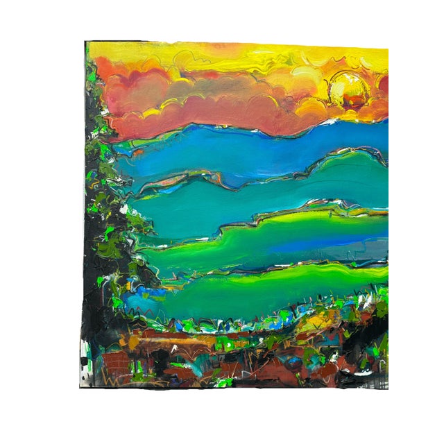 Late 20th Century "North Carolina" by David "Dalo" Banegas, Signed Original Acrylic on Canvas For Sale - Image 5 of 6