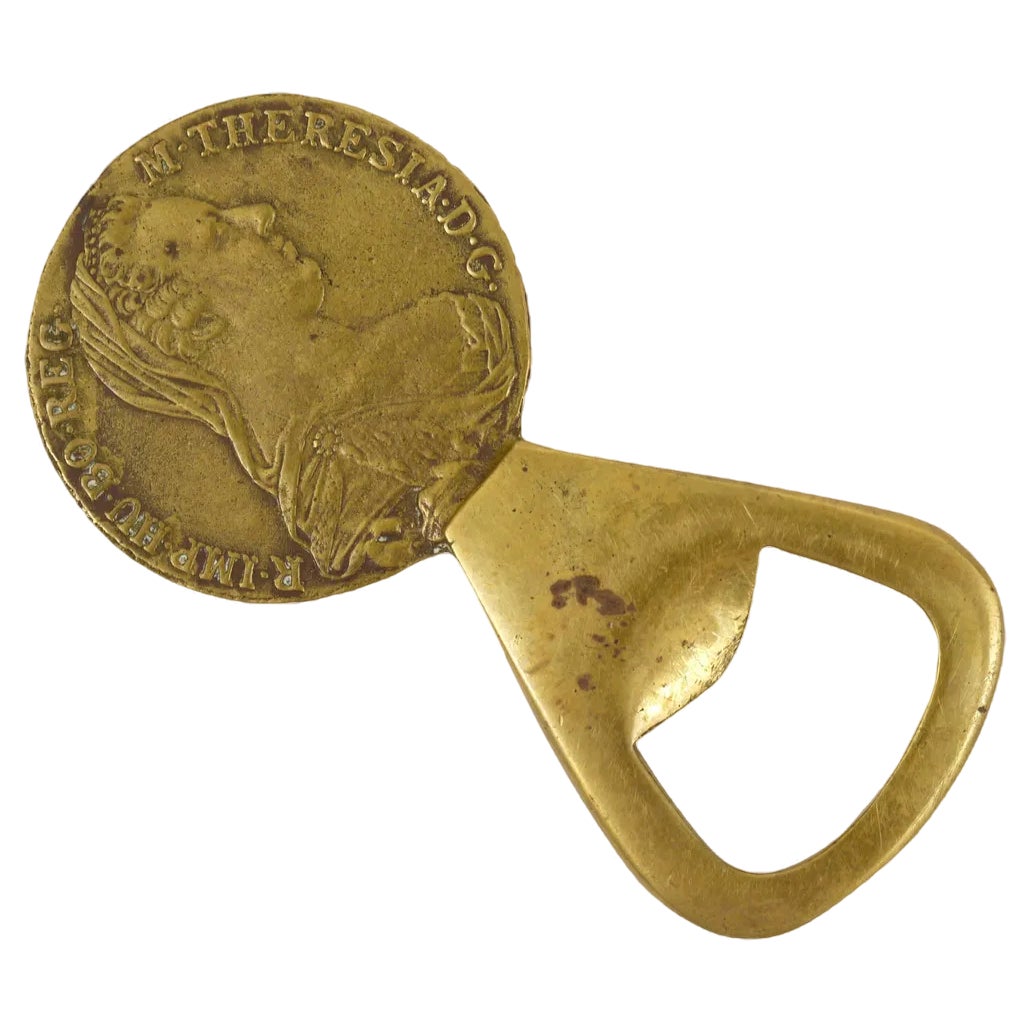 Brass Maria Theresia Coin Bottle Opener attributed to Carl Auböck, Austria,  1950s