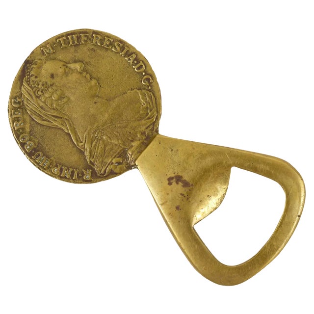 Brass Maria Theresia Coin Bottle Opener attributed to Carl Auböck, Austria, 1950s For Sale