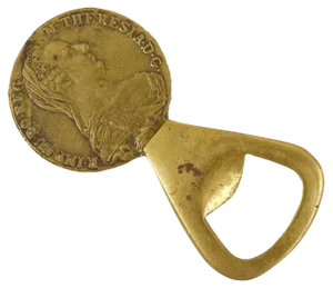 Brass Maria Theresia Coin Bottle Opener attributed to Carl Auböck, Austria, 1950s