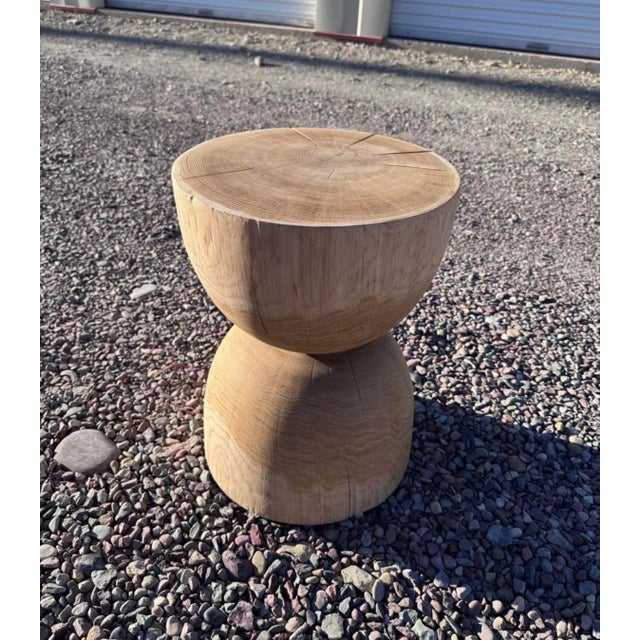 Solid White Oak Hourglass Side Table For Sale - Image 4 of 4