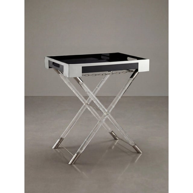 Tray Table in Acrylic Glass, Faux Bamboo, and Chrome in the style of Maison Jansen, 1970s For Sale - Image 6 of 9