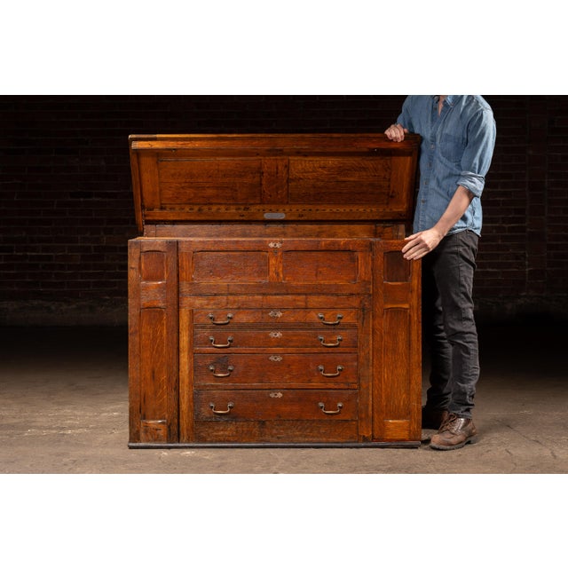 c. 1900s-1910s; Hammacher, Schlemmer & Co. - New York City, NY Quarter-sawn oak machinist's chest built around the Doelger...